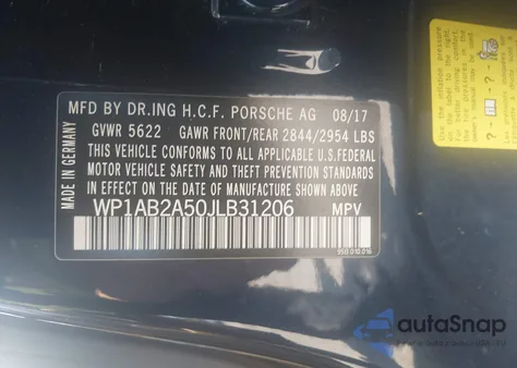 2018 Porsche Macan S из США, поврежденный, VIN WP1AB2A50JLB31206